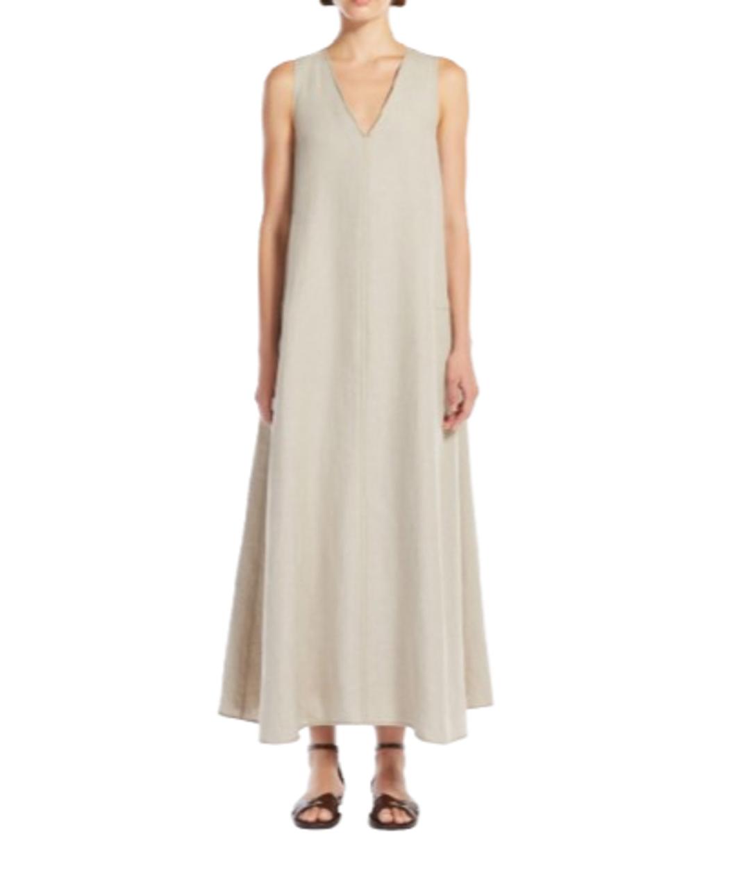 MAX MARA Серое льняное платье, фото 2