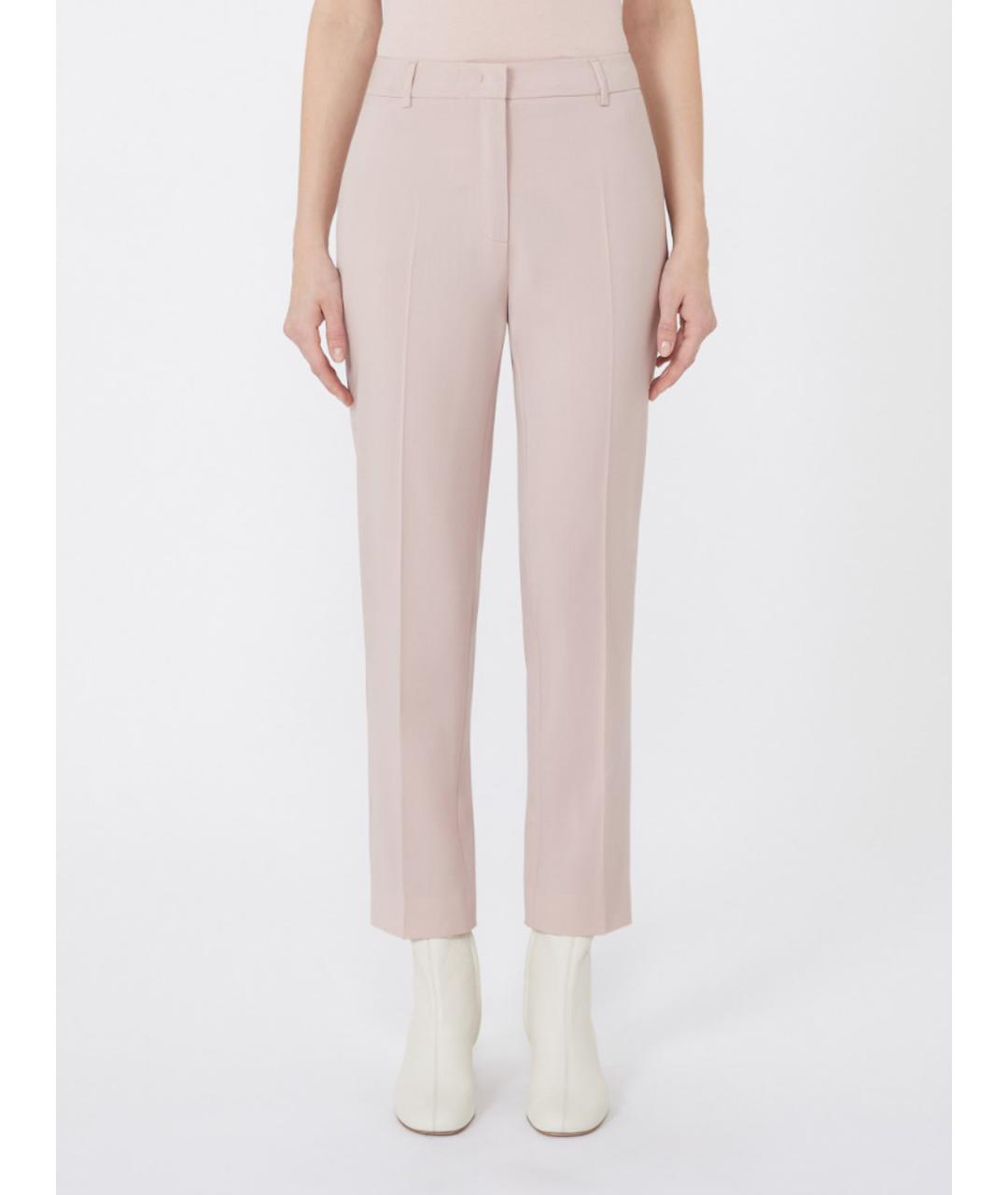 WEEKEND MAX MARA Розовые шерстяные прямые брюки, фото 3