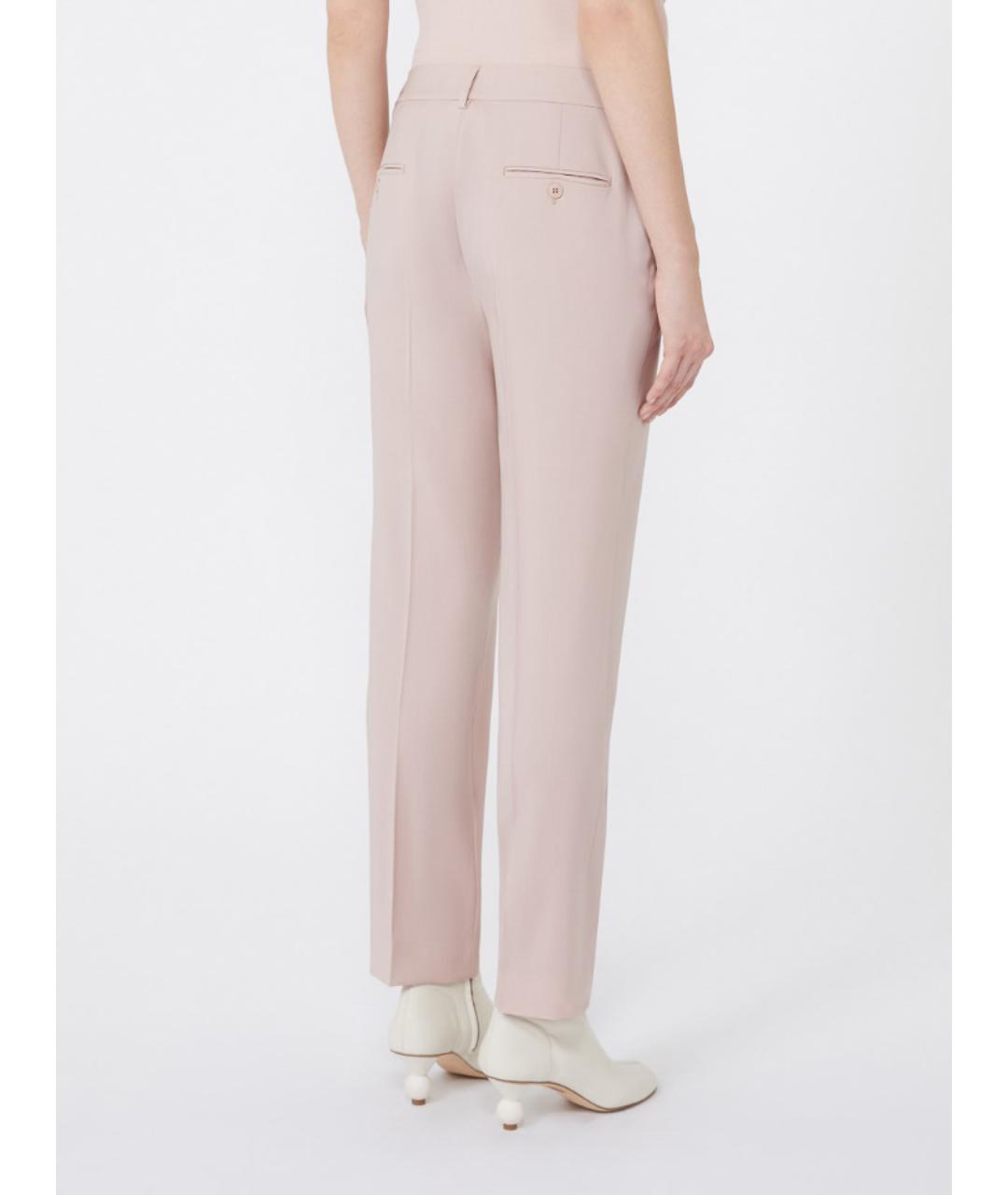 WEEKEND MAX MARA Розовые шерстяные прямые брюки, фото 4
