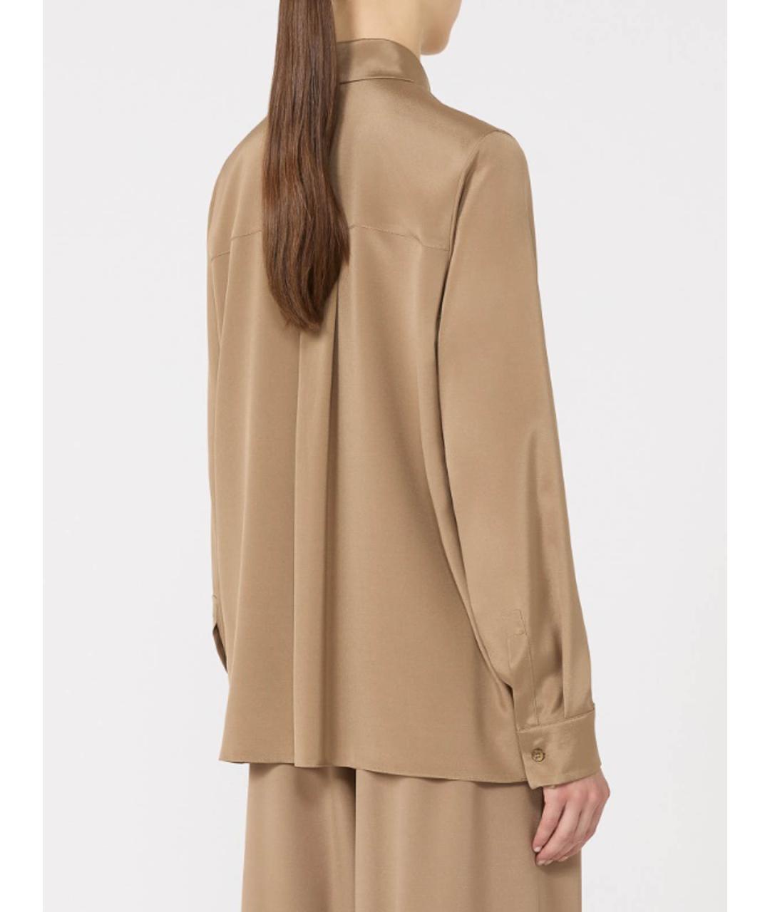 MAX MARA Коричневая шелковая рубашка, фото 4