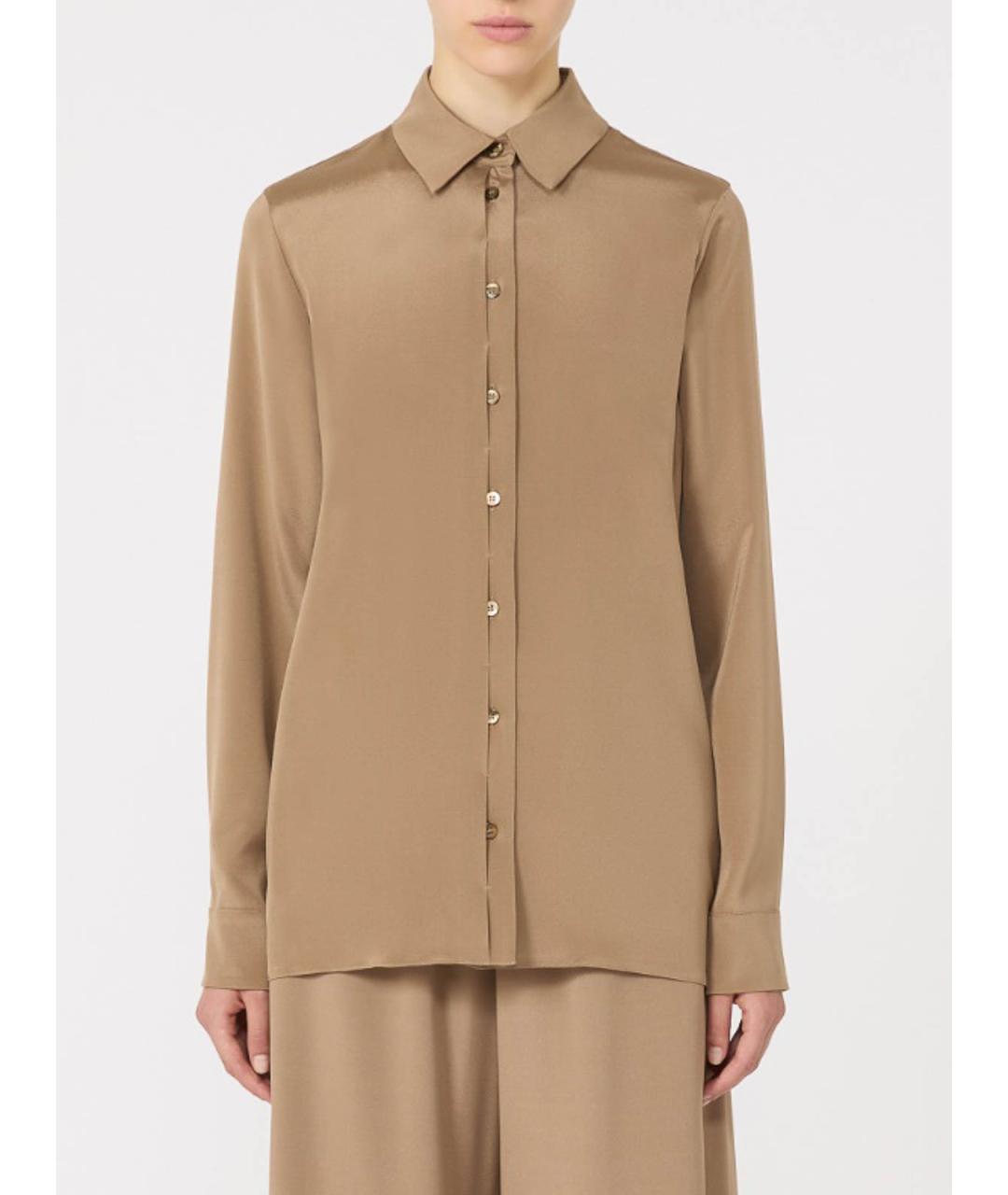 MAX MARA Коричневая шелковая рубашка, фото 3