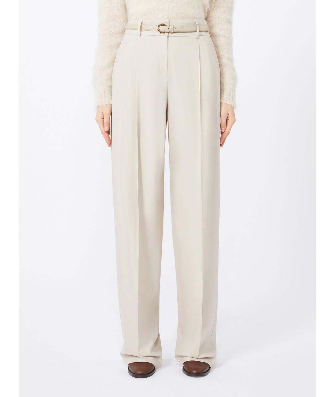 MAX MARA STUDIO Коричневые шерстяные брюки широкие, фото 3