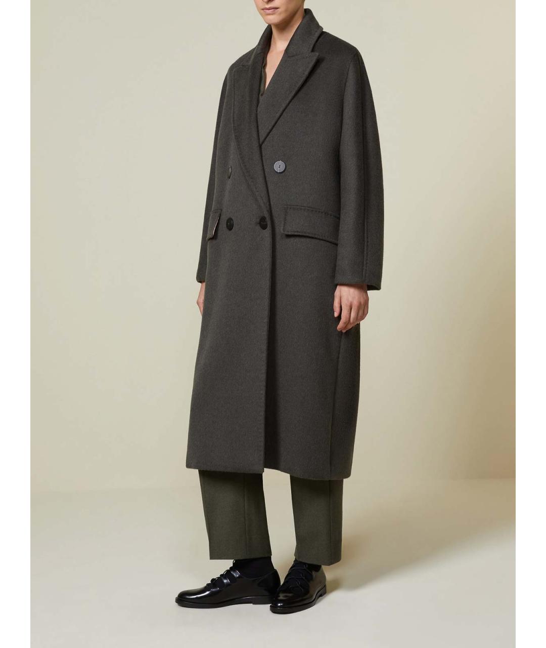 MAX MARA Хаки шерстяное пальто, фото 3