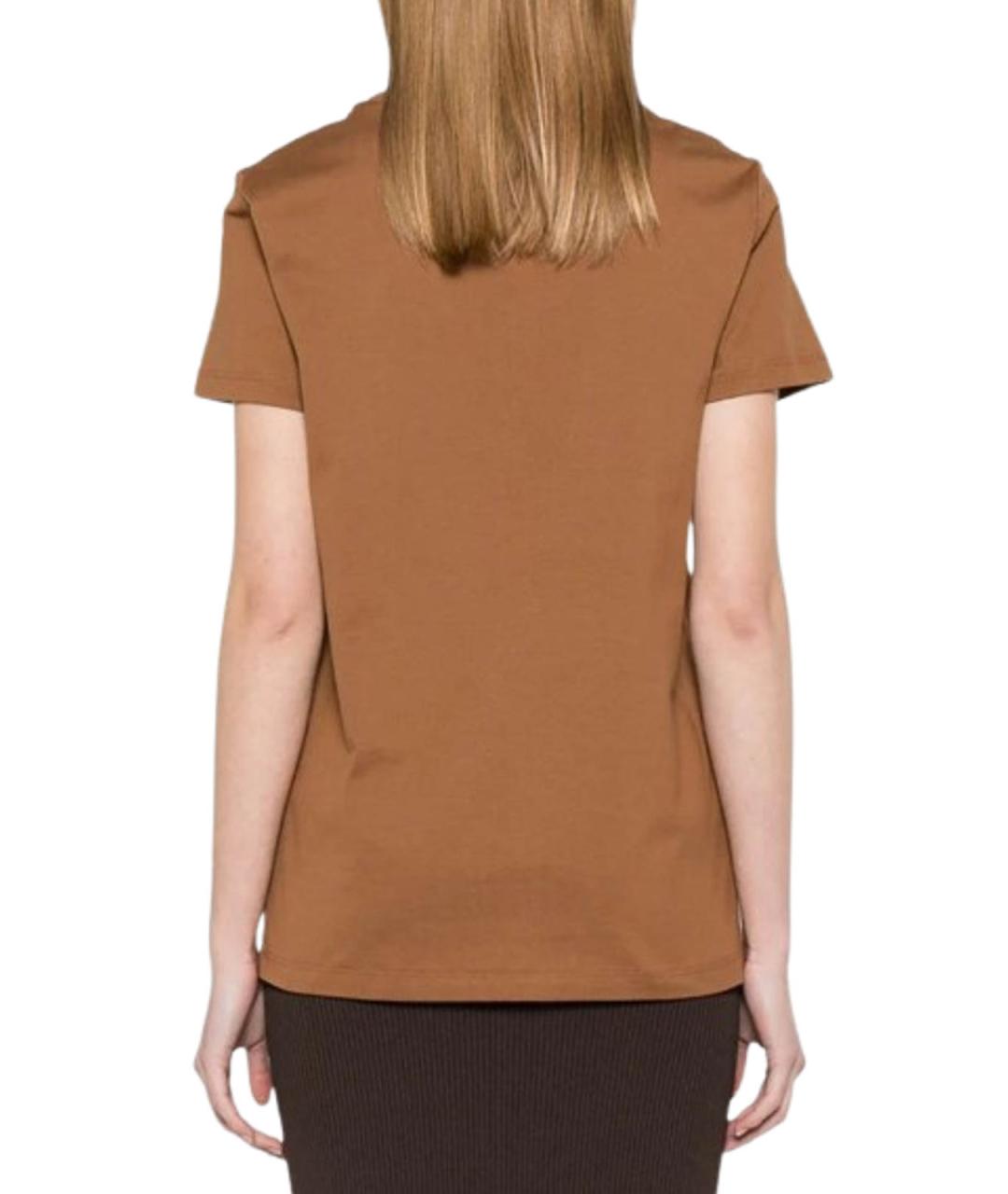 MAX MARA Коричневая хлопковая футболка, фото 4