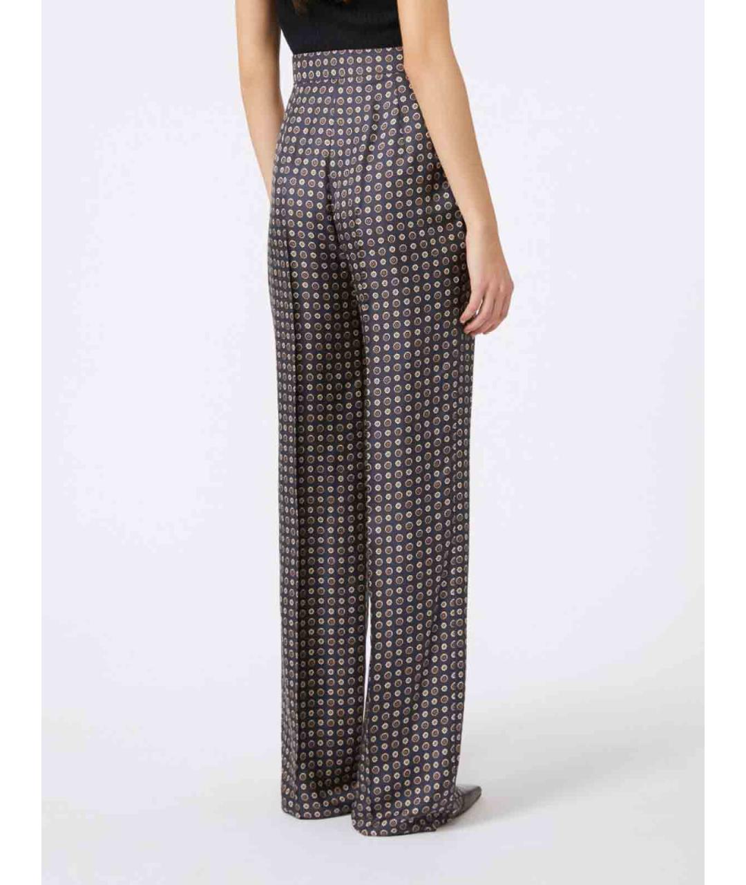 MAX MARA STUDIO Синие шелковые брюки широкие, фото 4