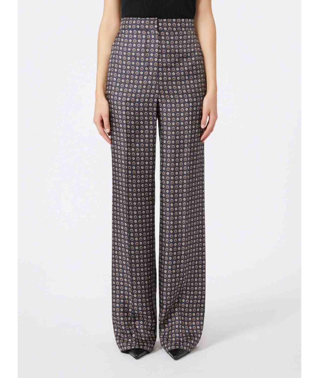 MAX MARA STUDIO Синие шелковые брюки широкие, фото 3