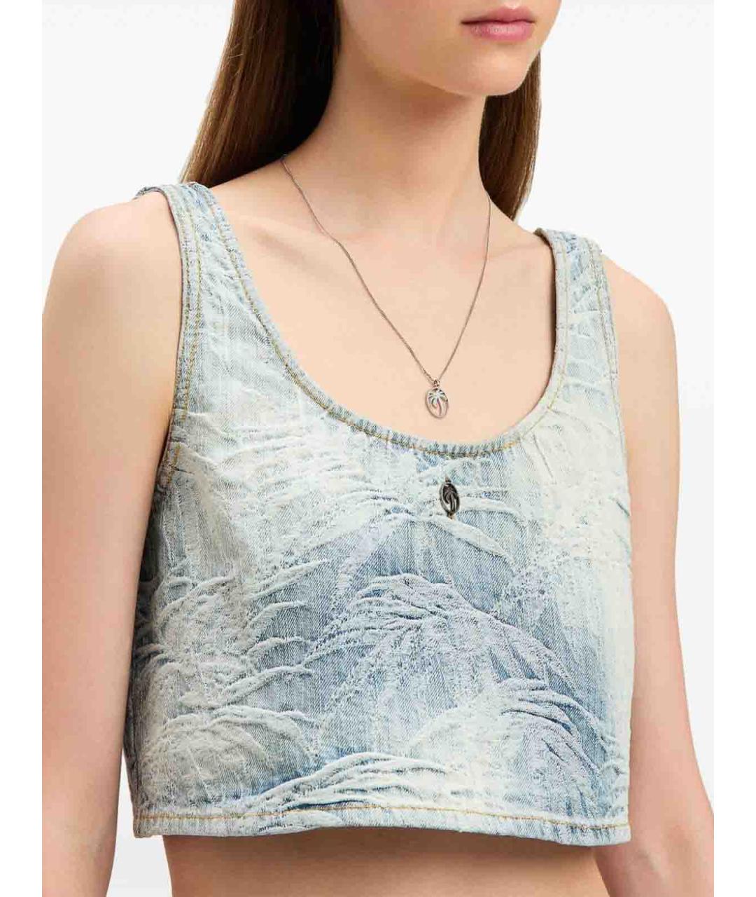 PALM ANGELS Синяя деним майка, фото 5