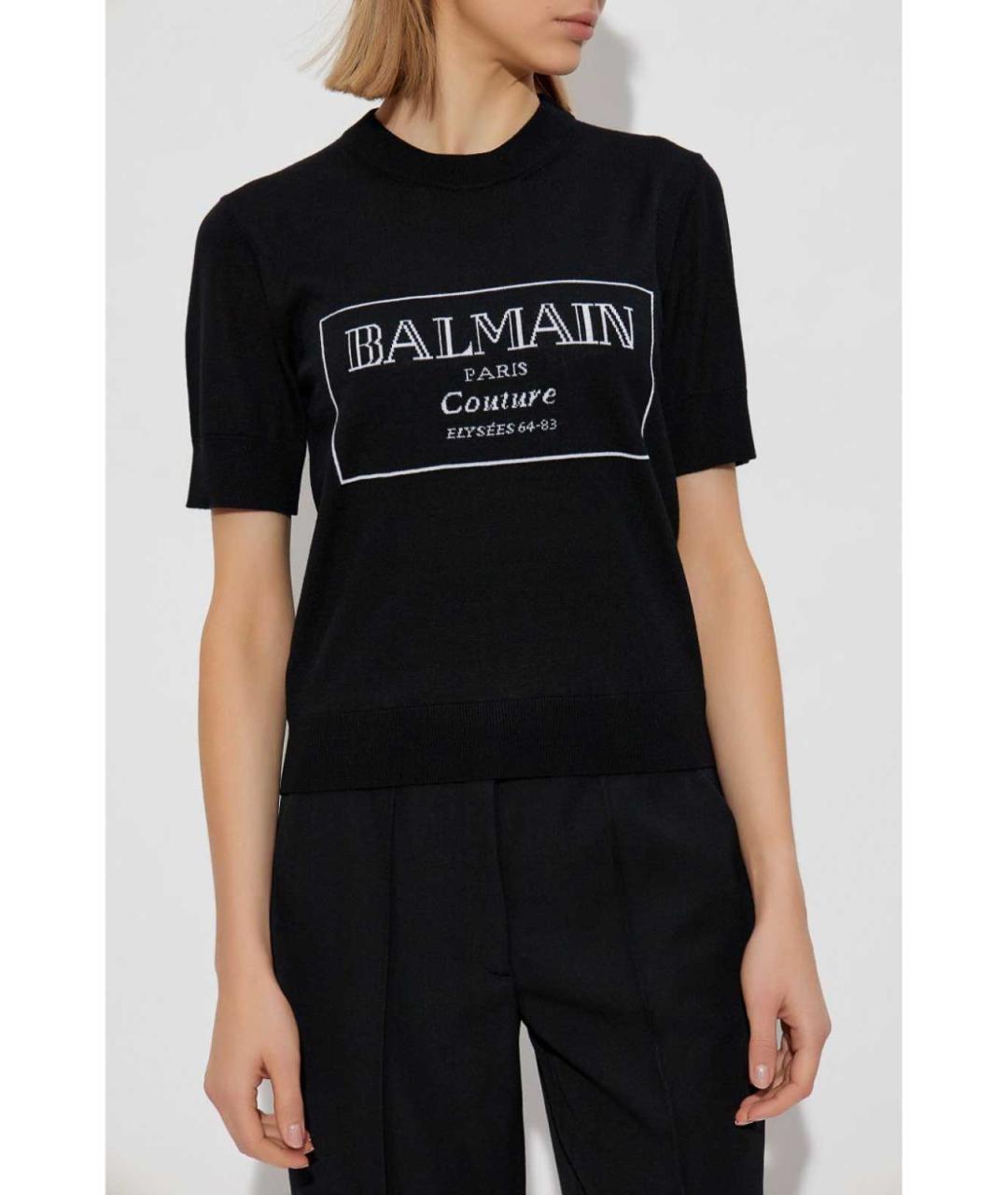 BALMAIN Черная шерстяная футболка, фото 4