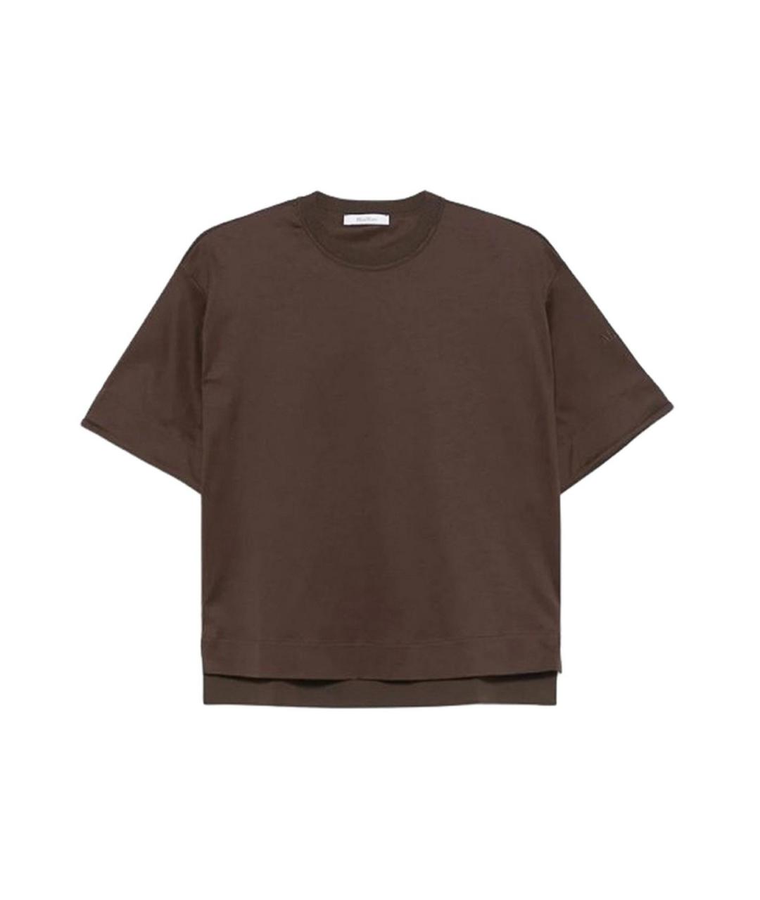 MAX MARA Коричневая хлопковая футболка, фото 1