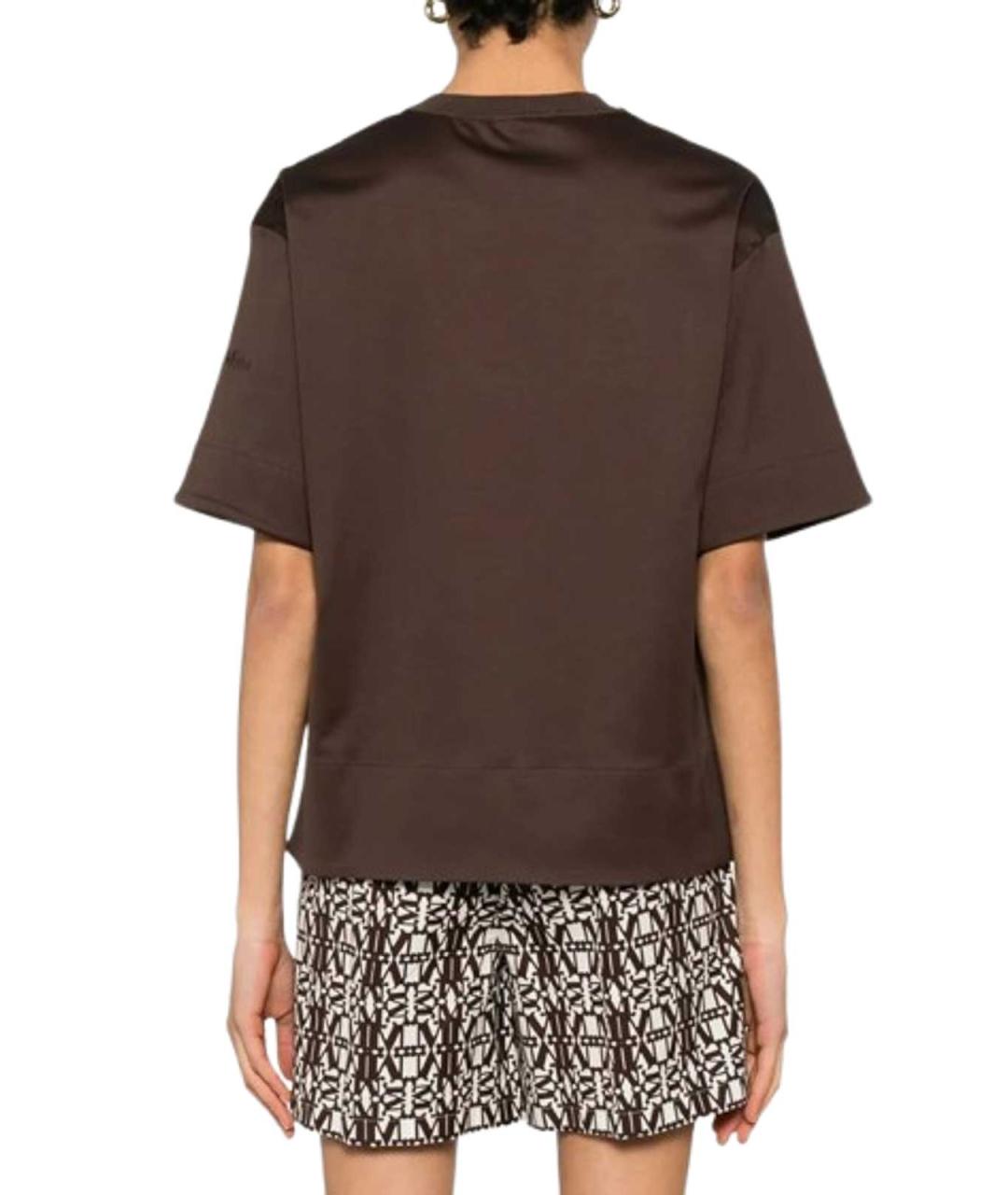 MAX MARA Коричневая хлопковая футболка, фото 3