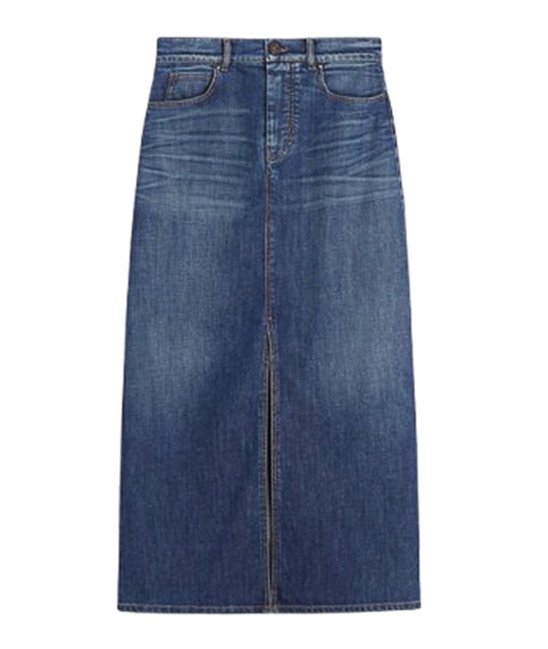 WEEKEND MAX MARA Синяя хлопковая юбка миди, фото 1