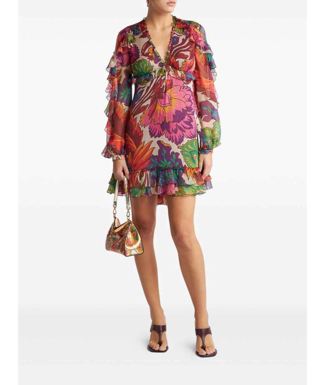 ETRO Мульти шелковое повседневное платье, фото 4