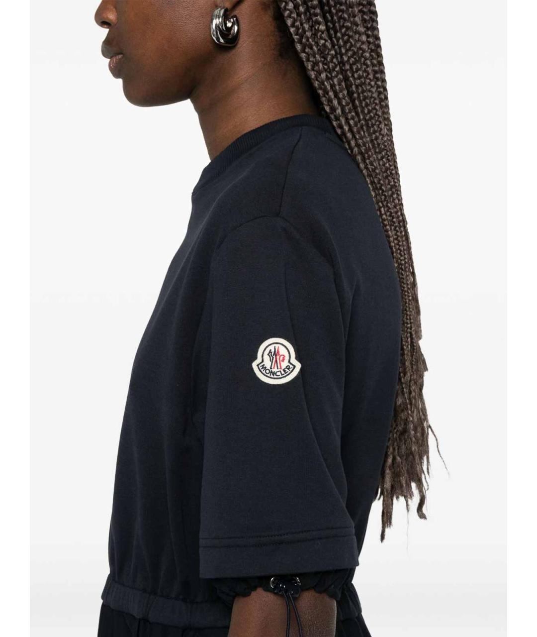 MONCLER Синее хлопковое повседневное платье, фото 5