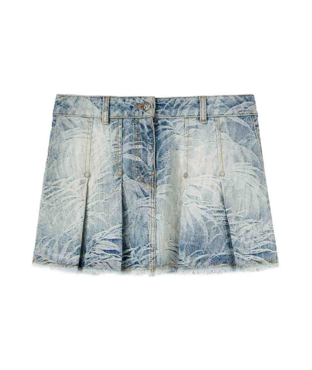 PALM ANGELS Синяя хлопковая юбка мини, фото 1
