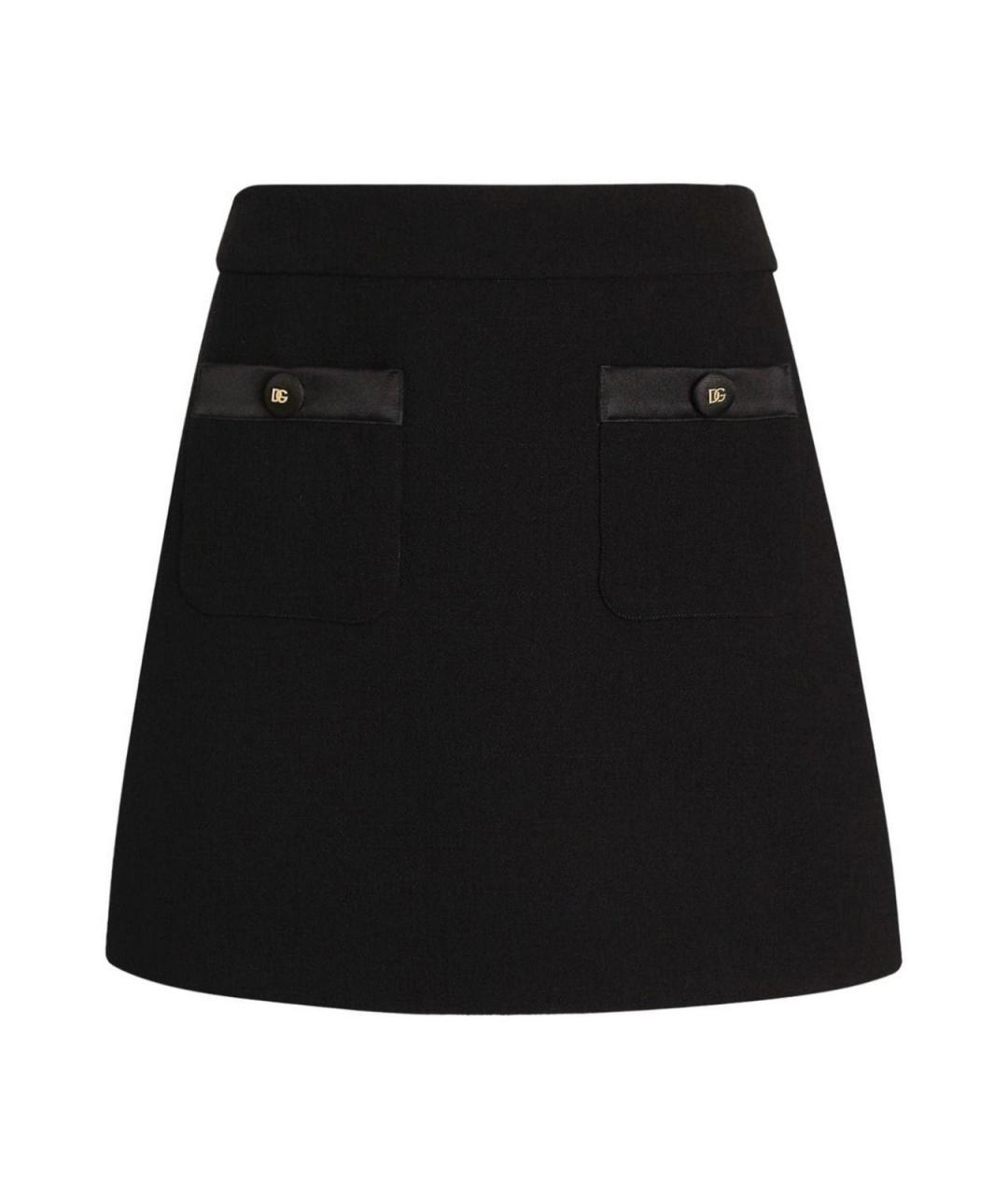 DOLCE&GABBANA Черная шерстяная юбка мини, фото 1