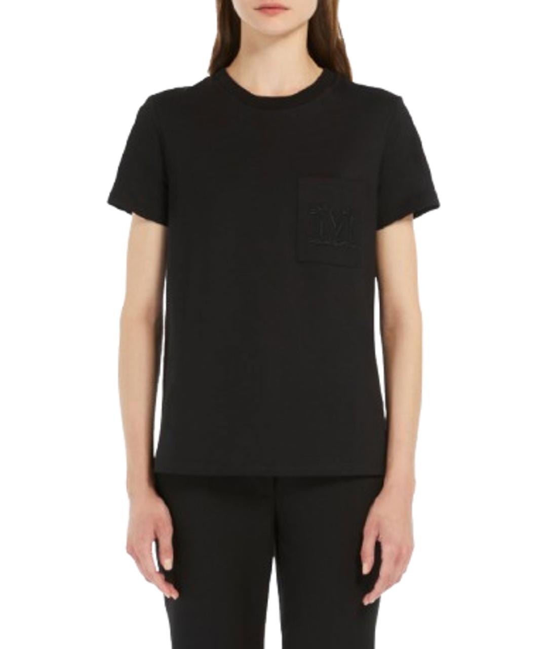 MAX MARA Черная хлопковая футболка, фото 2