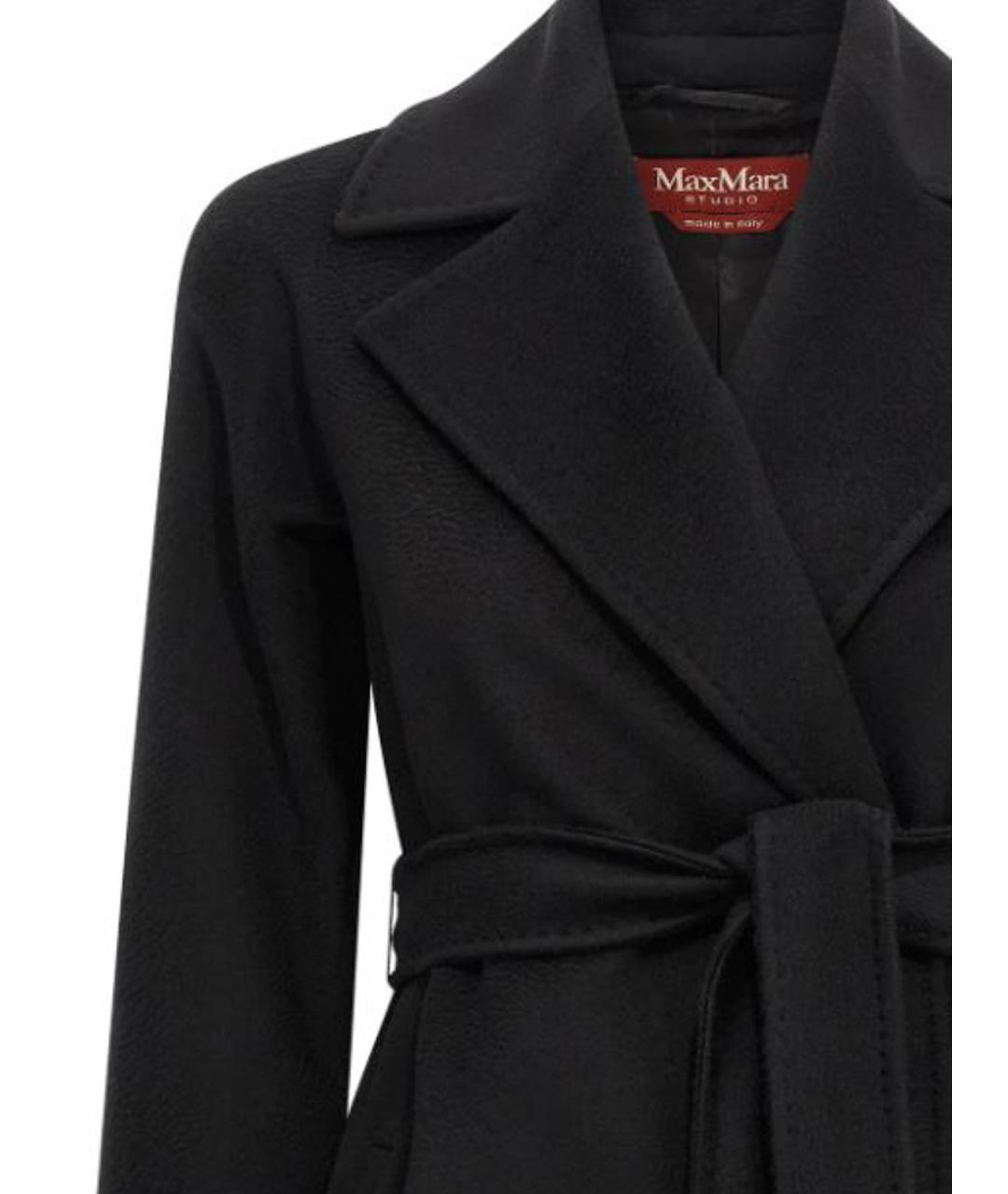 MAX MARA STUDIO Черное шерстяное пальто, фото 3