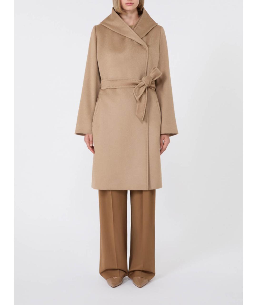 MAX MARA STUDIO Бежевое шерстяное пальто, фото 3