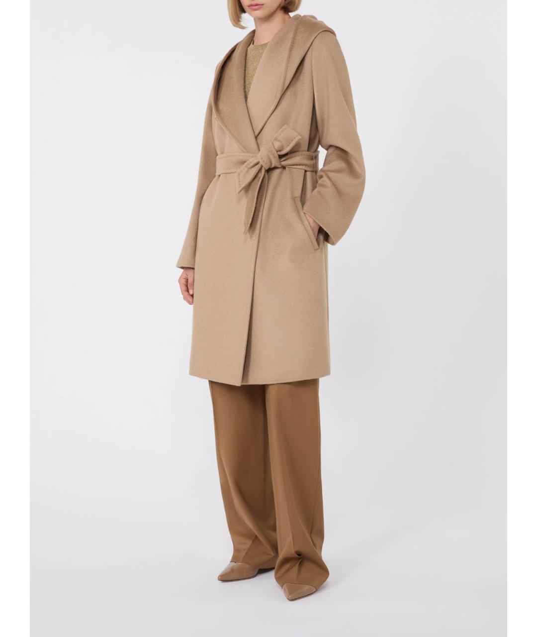 MAX MARA STUDIO Бежевое шерстяное пальто, фото 2