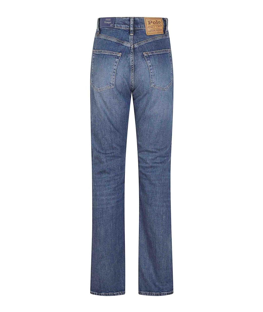 POLO RALPH LAUREN Синие хлопковые прямые джинсы, фото 2