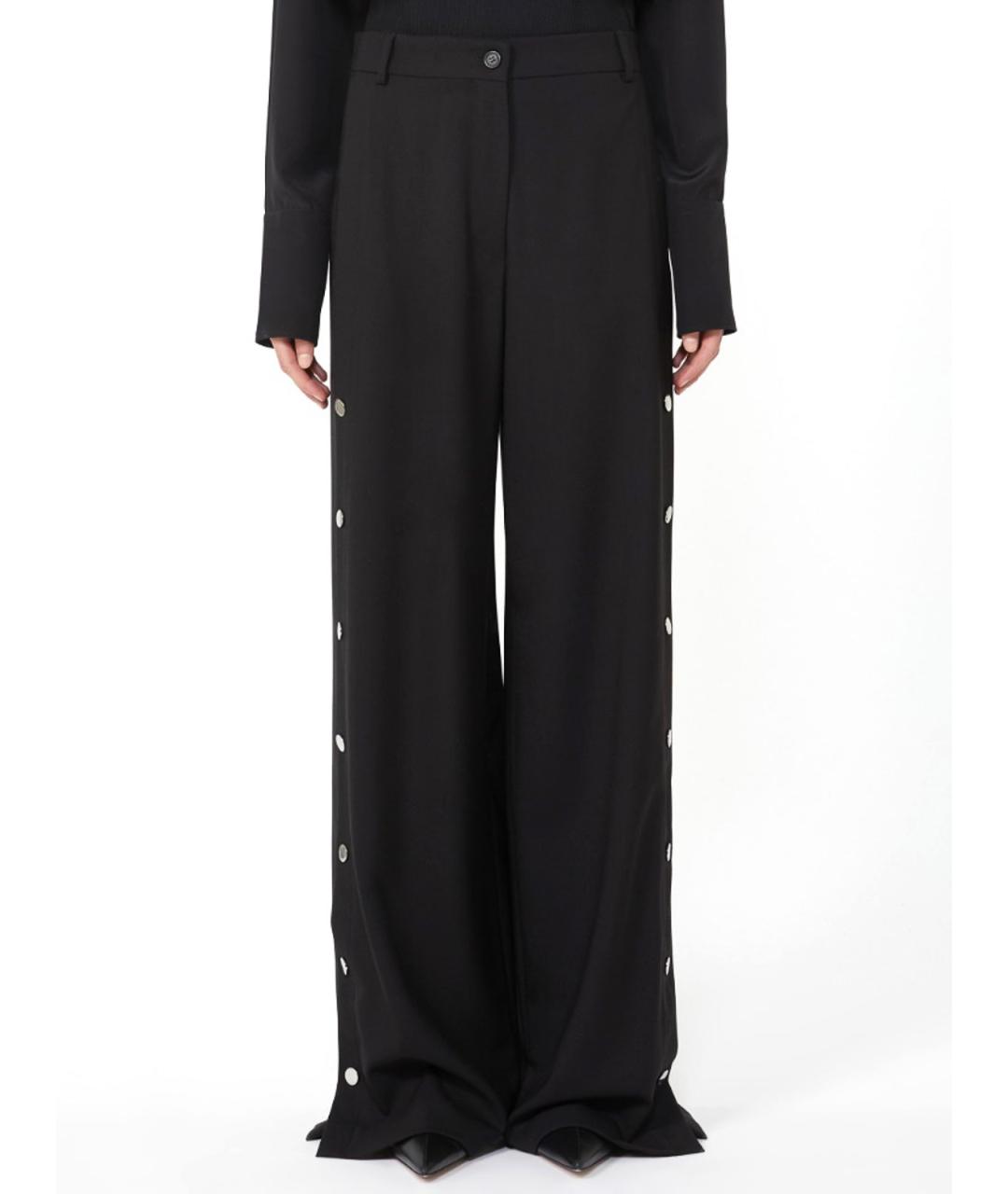 SPORTMAX Черные шерстяные прямые брюки, фото 3