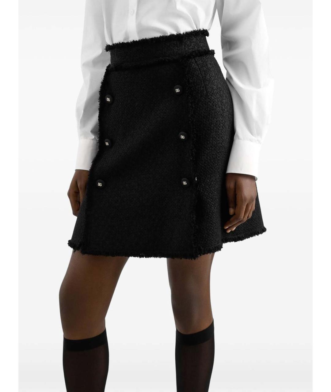 DOLCE&GABBANA Черная шерстяная юбка мини, фото 2