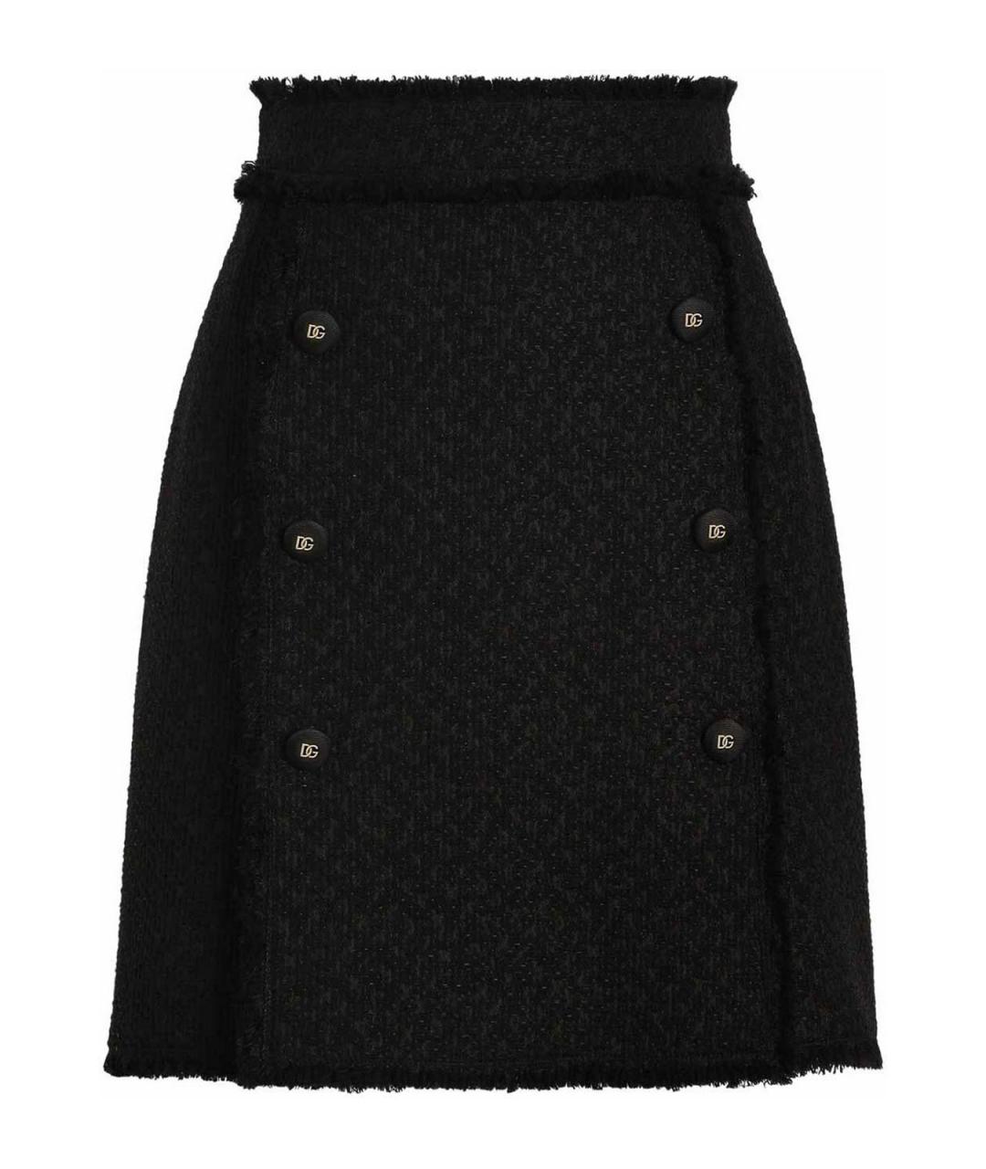 DOLCE&GABBANA Черная шерстяная юбка мини, фото 1