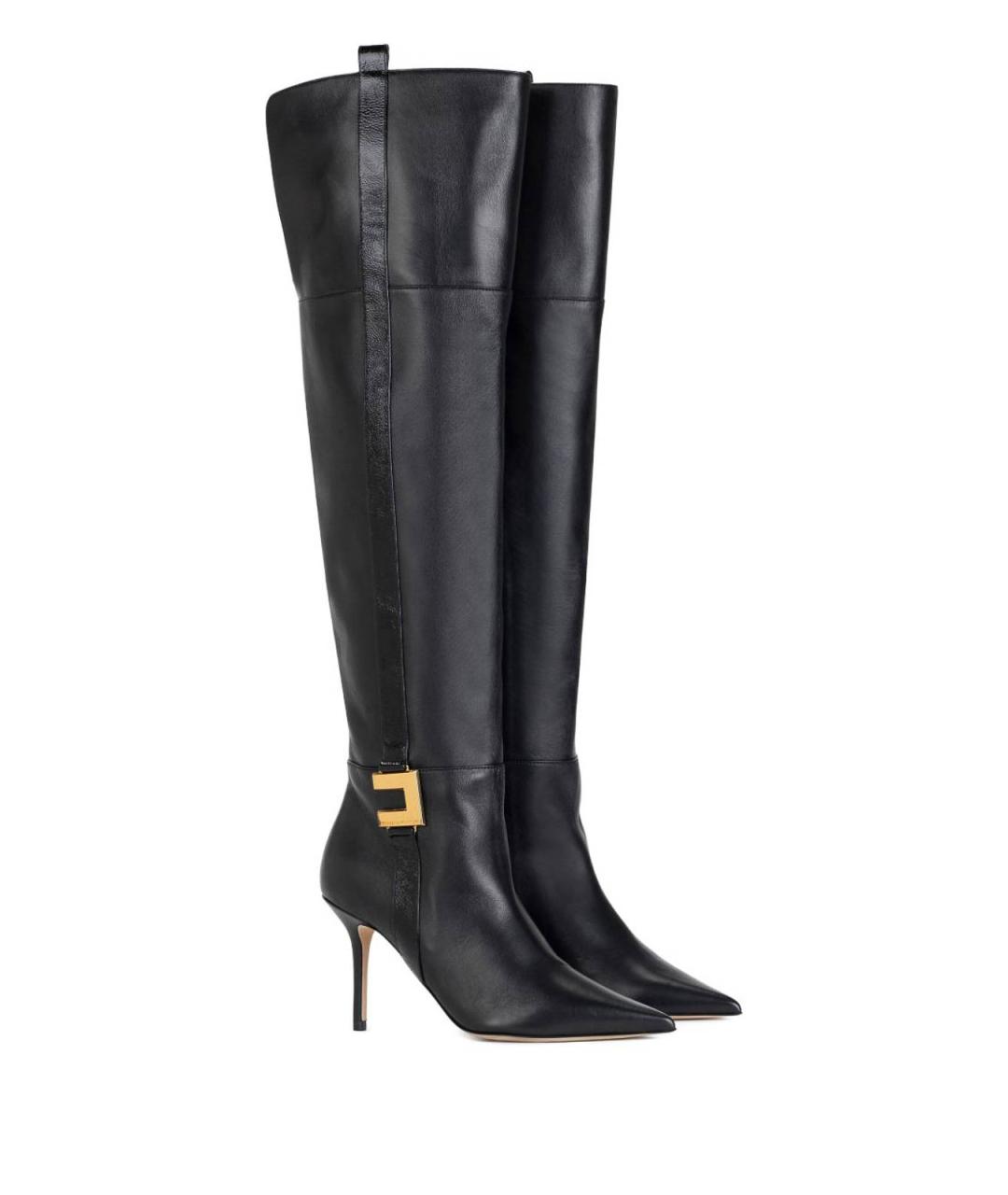 ELISABETTA FRANCHI Черные кожаные сапоги, фото 3