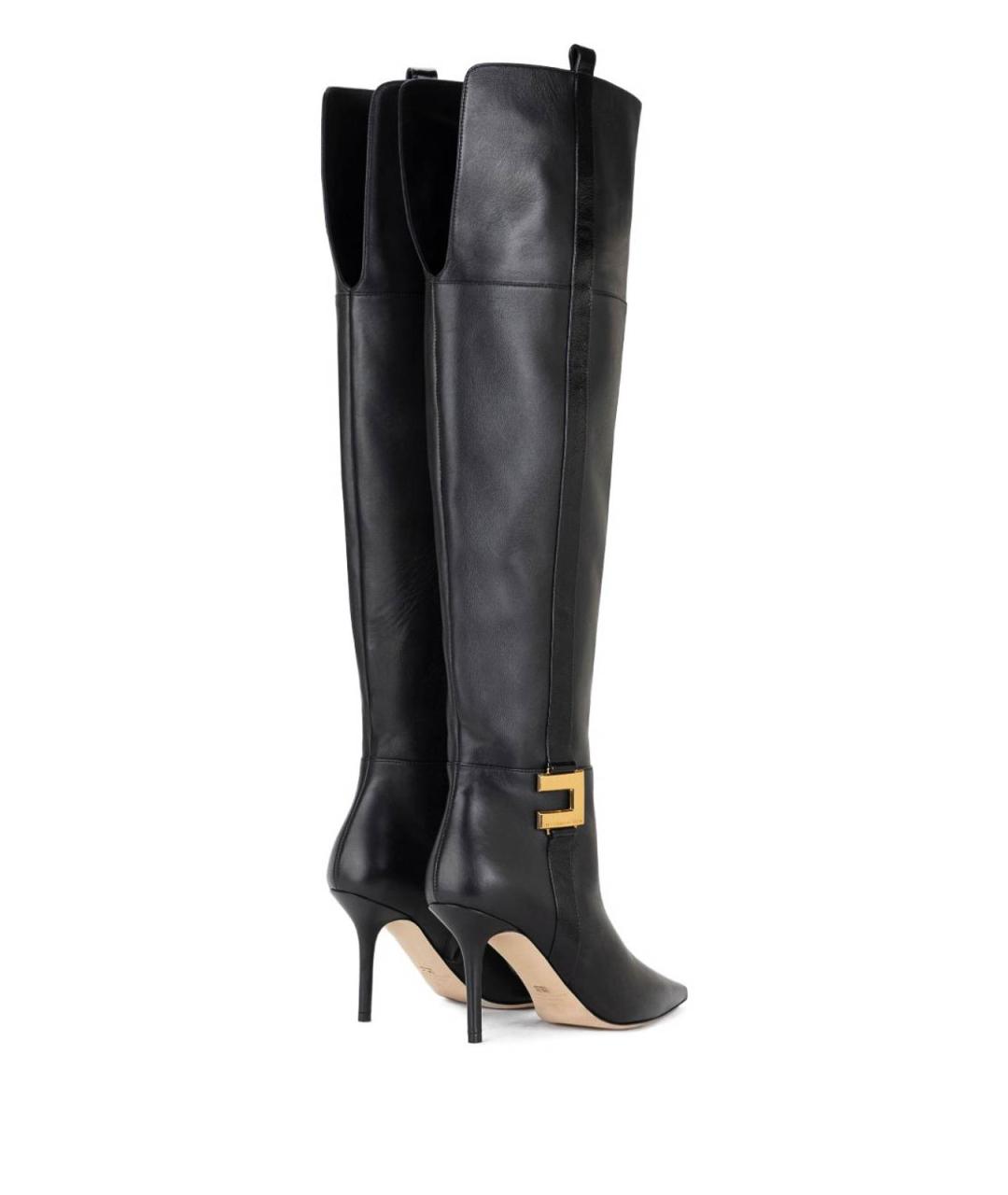 ELISABETTA FRANCHI Черные кожаные сапоги, фото 2