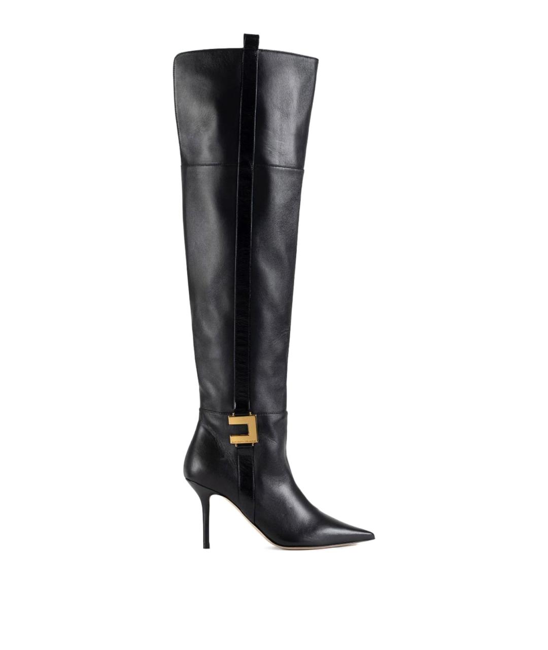 ELISABETTA FRANCHI Черные кожаные сапоги, фото 1