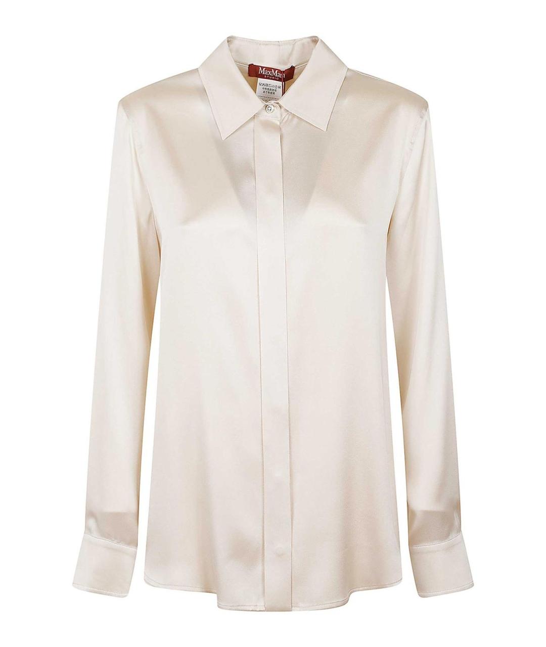 MAX MARA Бежевая шелковая рубашка, фото 1