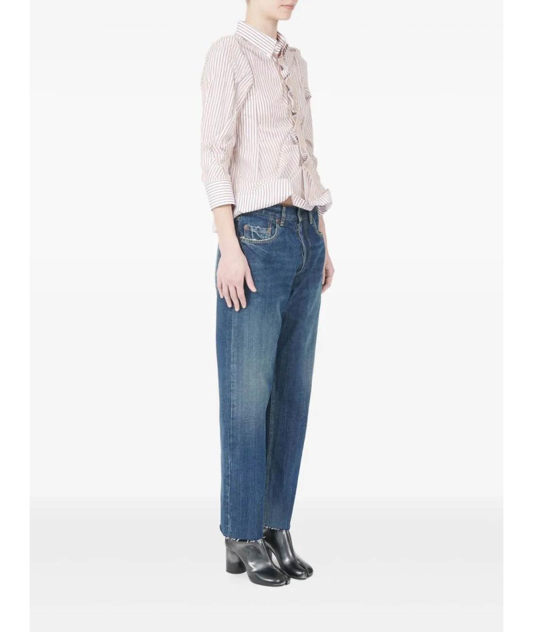 MAISON MARGIELA Синие хлопковые прямые джинсы, фото 5