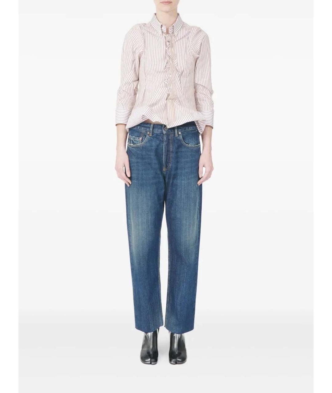 MAISON MARGIELA Синие хлопковые прямые джинсы, фото 4