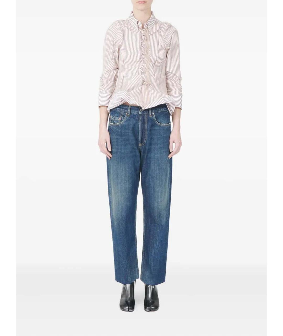 MAISON MARGIELA Синие хлопковые прямые джинсы, фото 2
