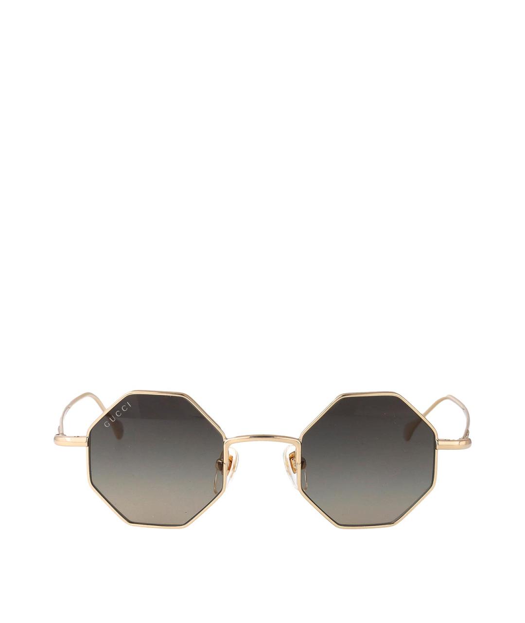 GUCCI Золотые металлические солнцезащитные очки, фото 1