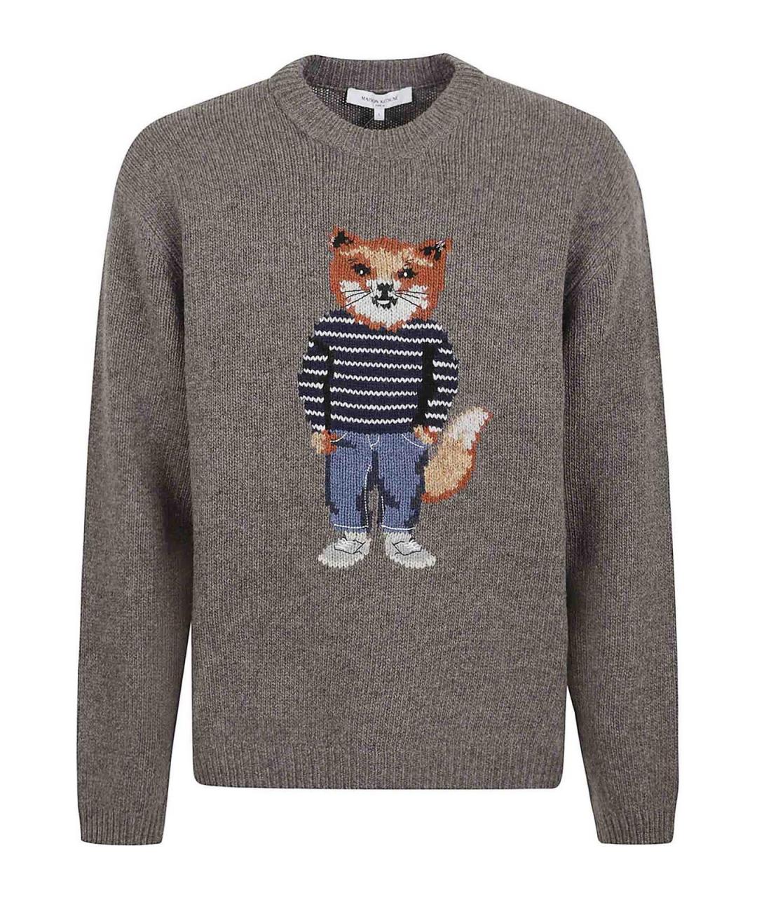 MAISON KITSUNE Серый шерстяной джемпер / свитер, фото 1