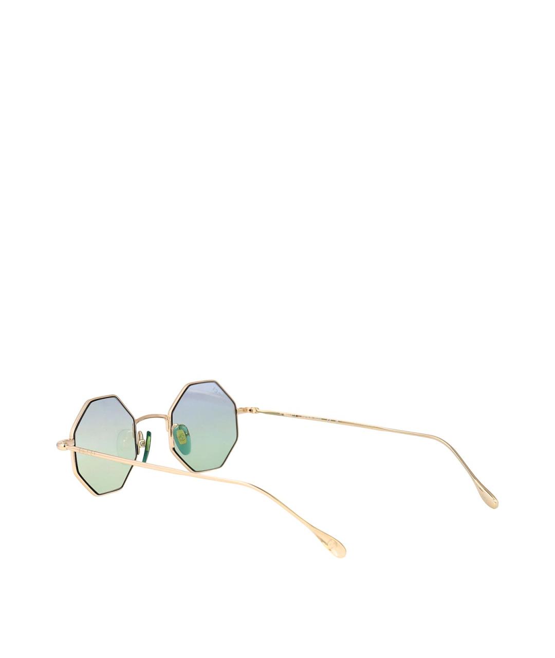 GUCCI Золотые металлические солнцезащитные очки, фото 4