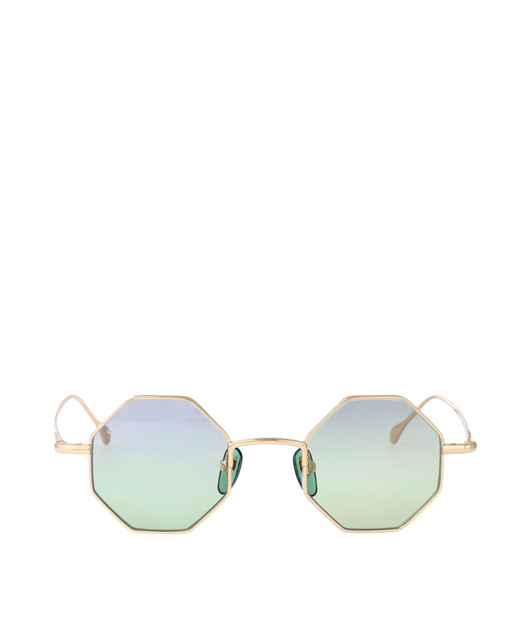 GUCCI Золотые металлические солнцезащитные очки, фото 1