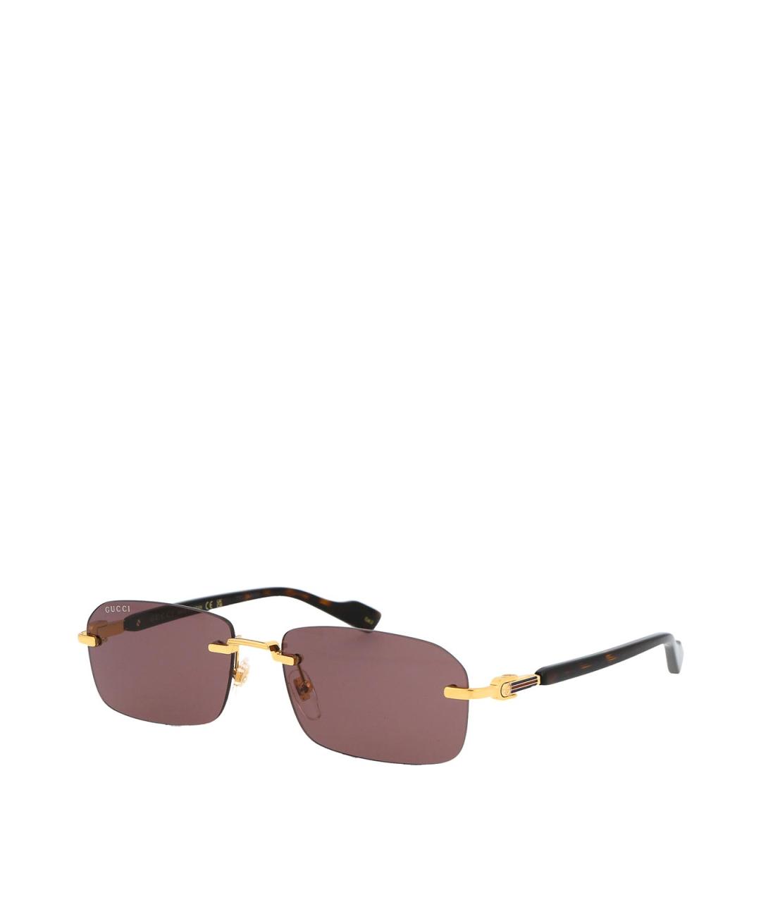 GUCCI Золотые металлические солнцезащитные очки, фото 2