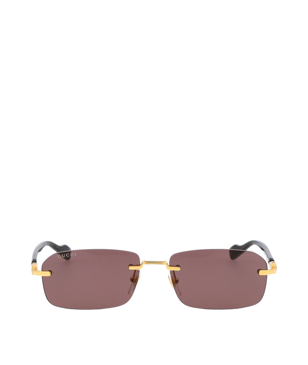GUCCI Золотые металлические солнцезащитные очки, фото 1