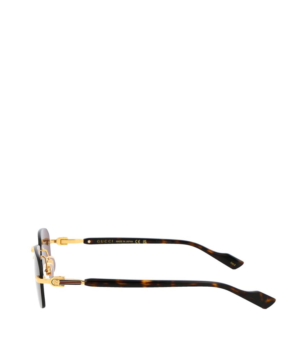 GUCCI Золотые металлические солнцезащитные очки, фото 3