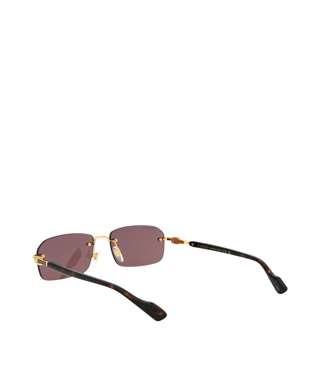 GUCCI Золотые металлические солнцезащитные очки, фото 4
