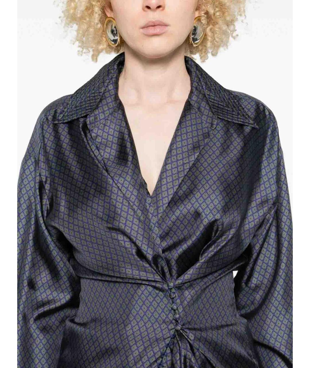 DRIES VAN NOTEN Синяя шелковая рубашка, фото 4