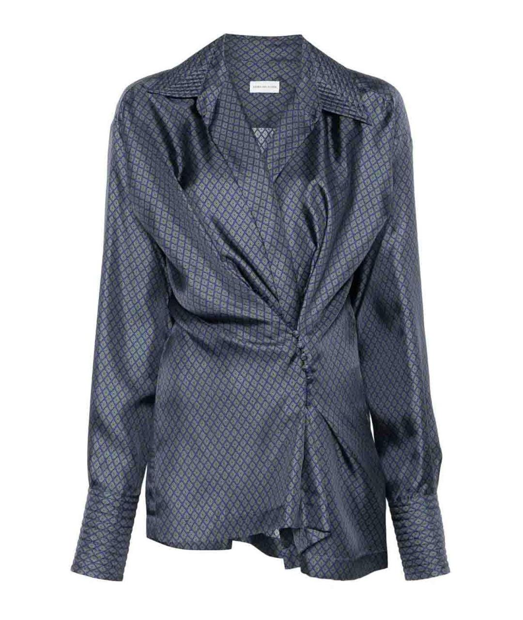 DRIES VAN NOTEN Синяя шелковая рубашка, фото 1