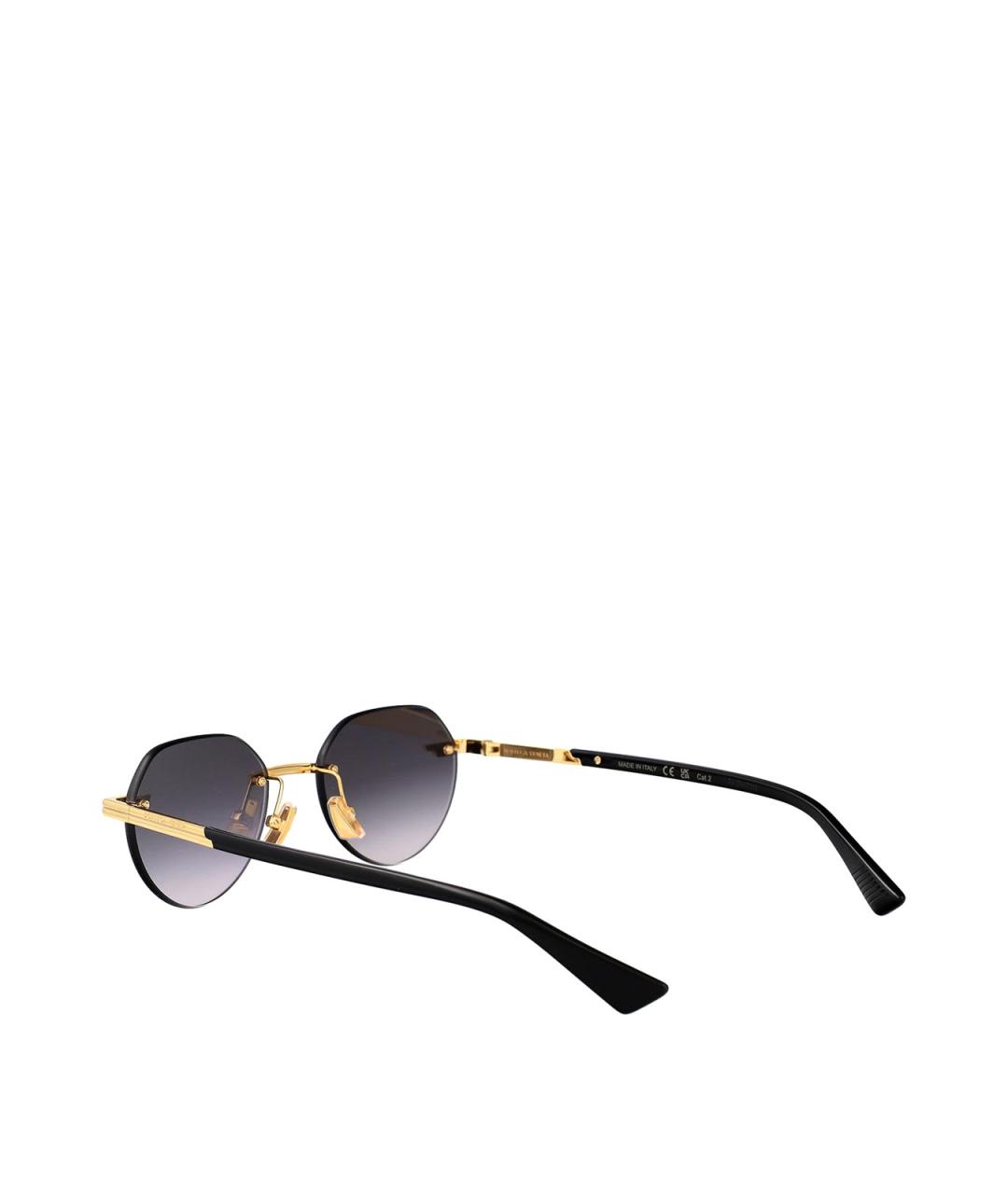 BOTTEGA VENETA Золотые металлические солнцезащитные очки, фото 4