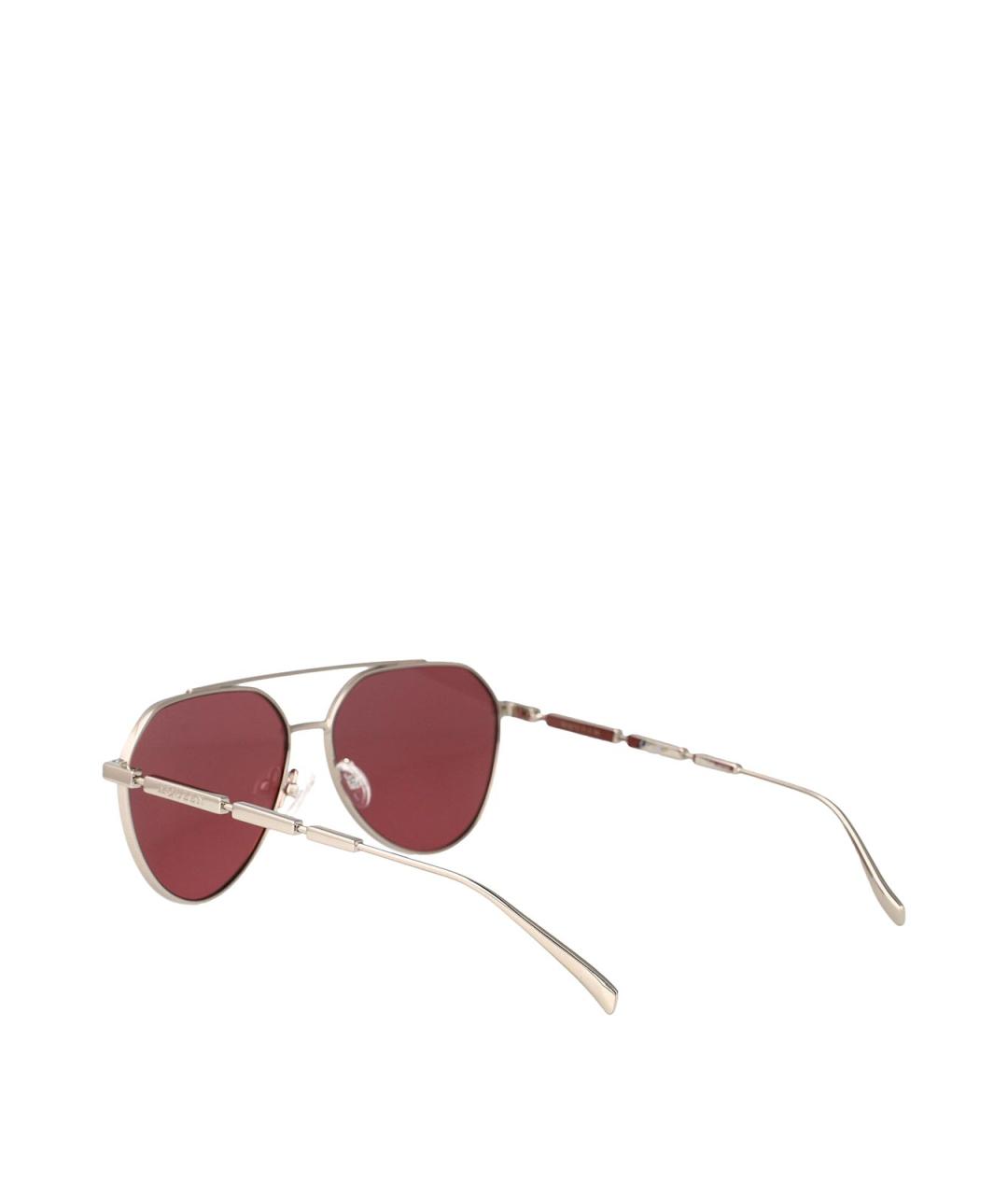 ALEXANDER MCQUEEN Серебряные металлические солнцезащитные очки, фото 4