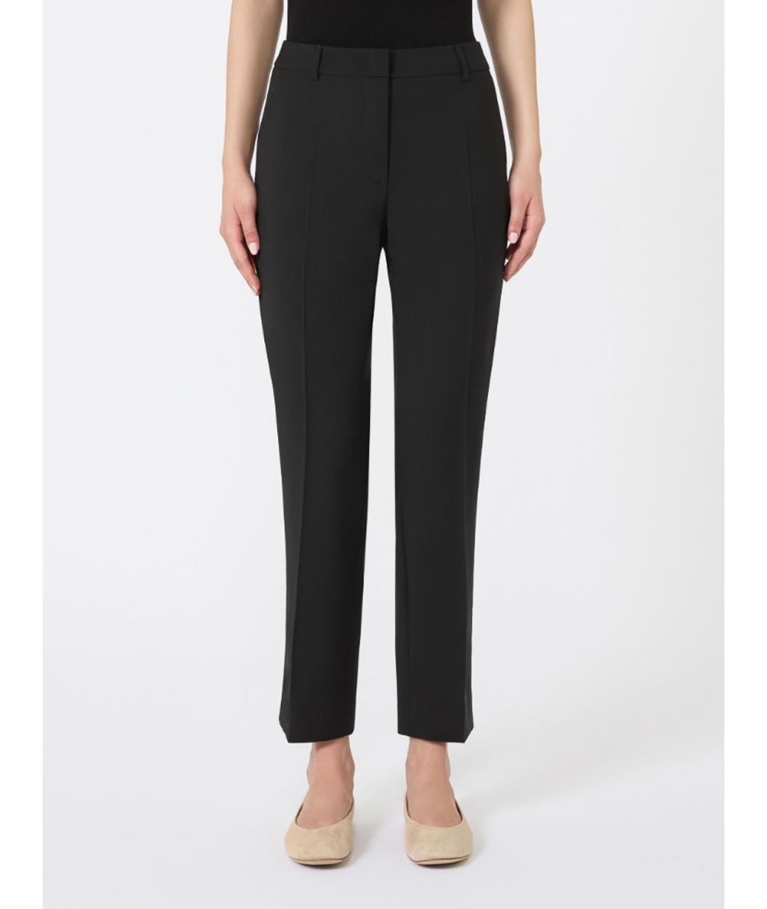 WEEKEND MAX MARA Черные шерстяные брюки широкие, фото 3