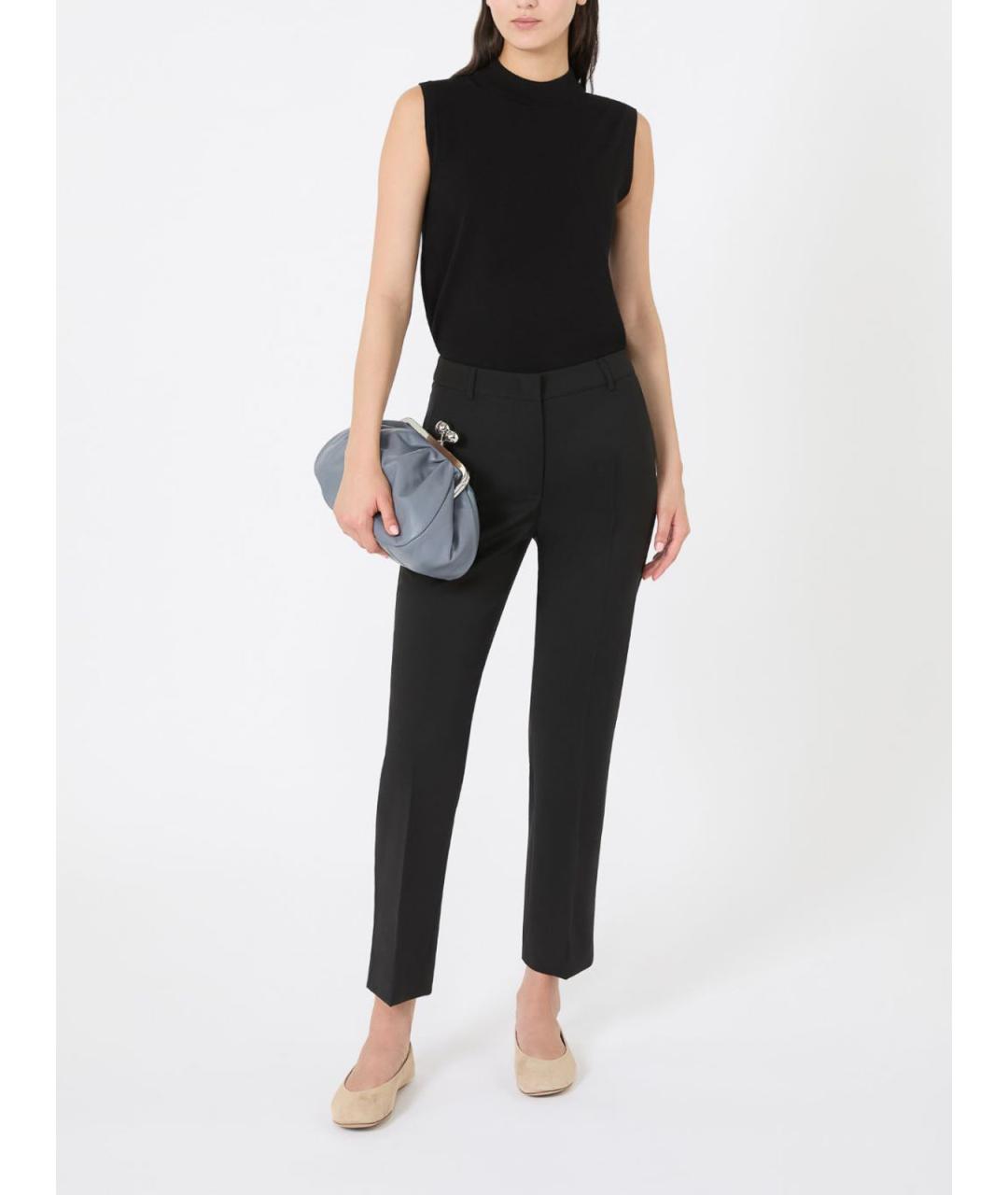 WEEKEND MAX MARA Черные шерстяные брюки широкие, фото 2