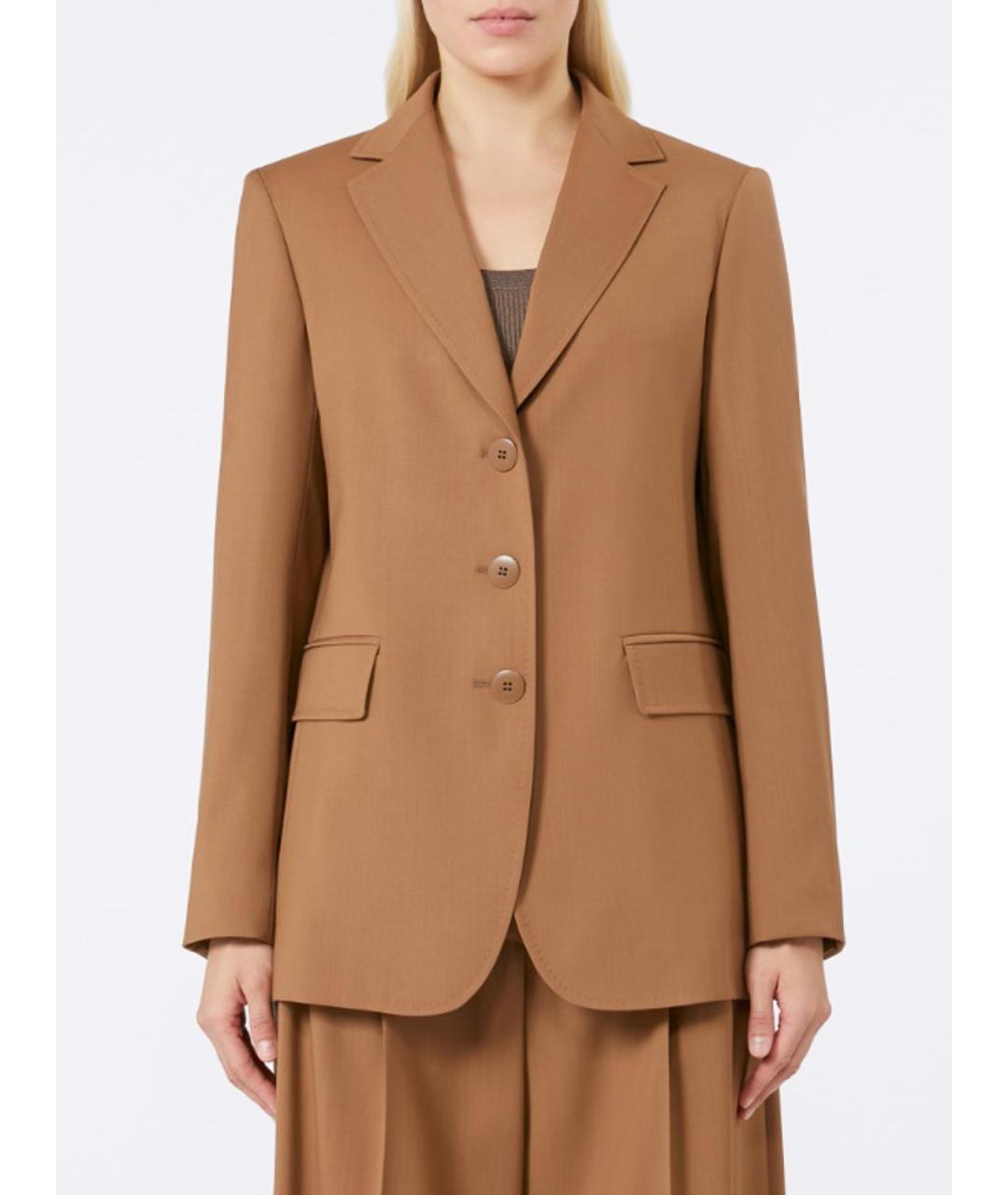 MAX MARA STUDIO Бежевый шерстяной жакет/пиджак, фото 3