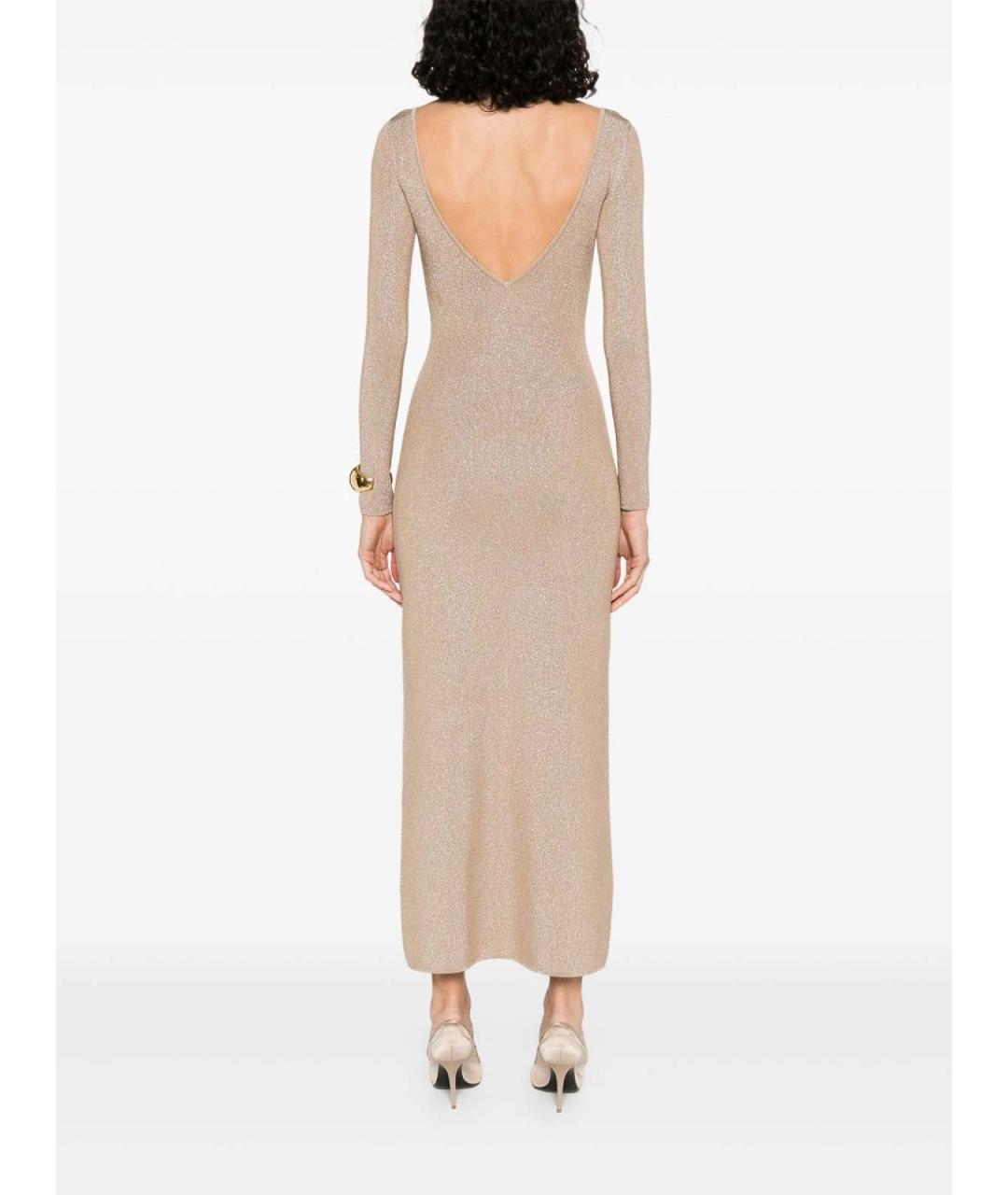 MAX MARA Золотое вискозное повседневное платье, фото 2